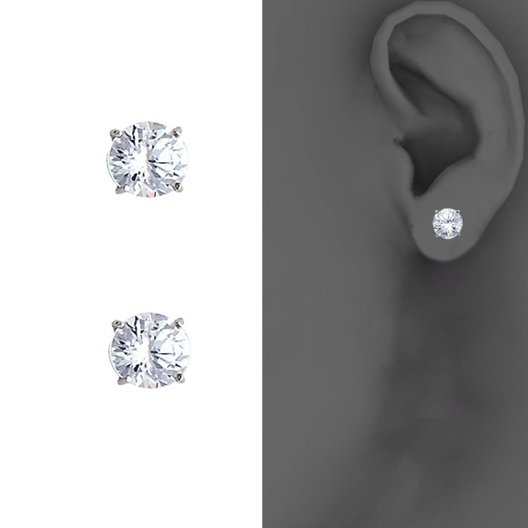 TGDJ Jewelry - 14k White Solitaire Birth Stone Stud - April